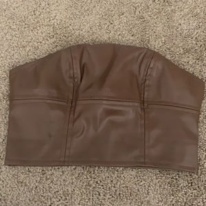 Brown Leather Tube Top